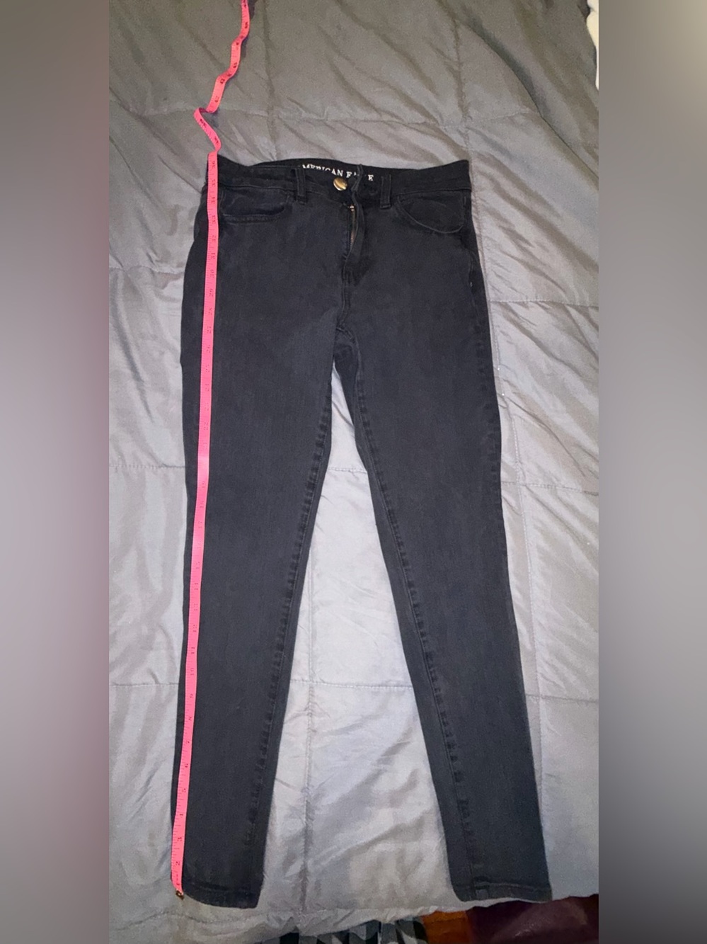 American Eagle Super Stretch X4 Black Skinny Jeans Size 4 Regular - Picture 3 of 7